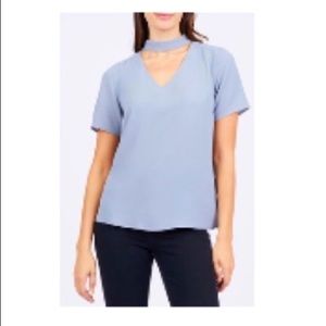 Harve Benard Choker Blouse Gold Zip Back SZ S